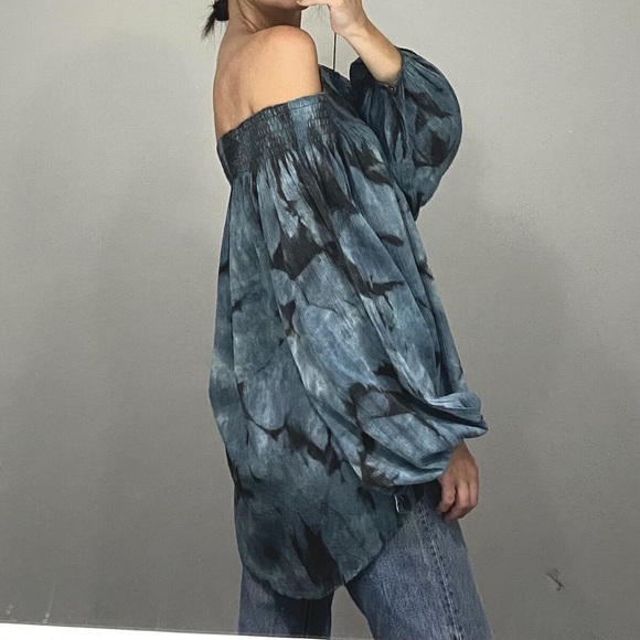 One X One Teaspoon Off the shoulder Tie Dye top Blue Size M - Picture 4 of 9